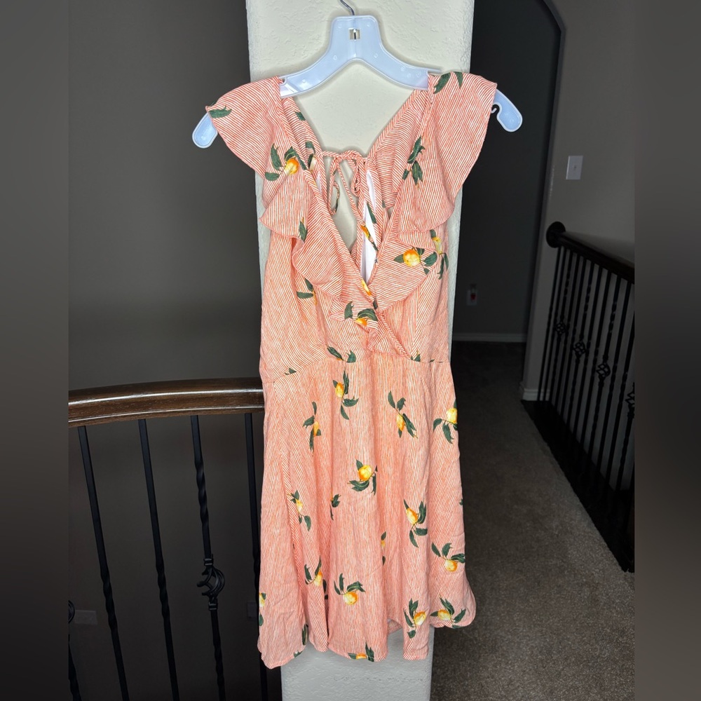 Anna Grace Peaches Striped Lemon Dress Style #R67499-2 Size L Spring Summer